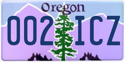 OR license plate 002ICZ