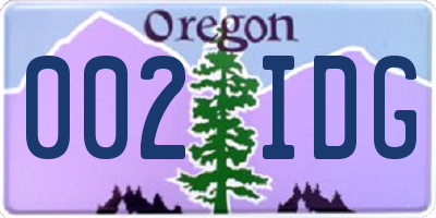 OR license plate 002IDG