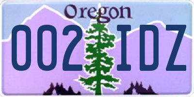OR license plate 002IDZ
