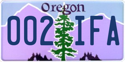 OR license plate 002IFA