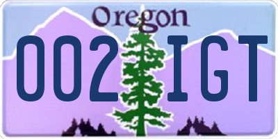 OR license plate 002IGT