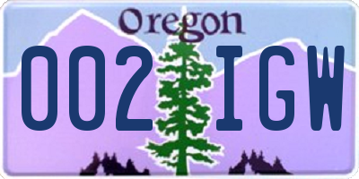 OR license plate 002IGW