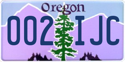 OR license plate 002IJC