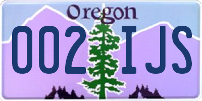 OR license plate 002IJS