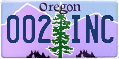 OR license plate 002INC
