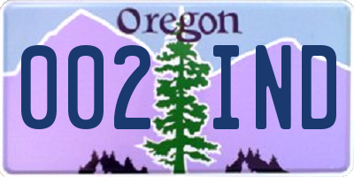 OR license plate 002IND