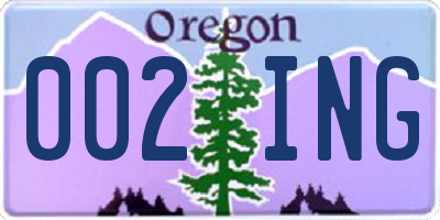 OR license plate 002ING