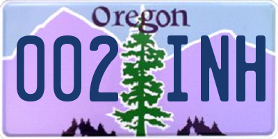 OR license plate 002INH