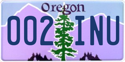 OR license plate 002INU