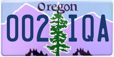 OR license plate 002IQA