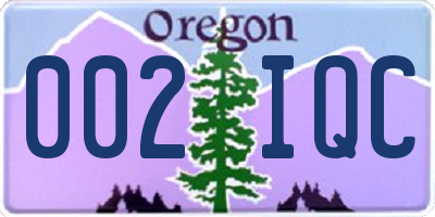 OR license plate 002IQC