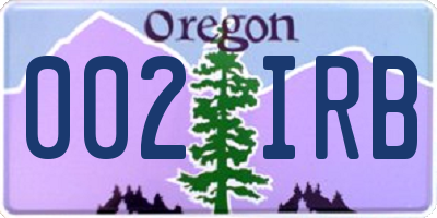 OR license plate 002IRB