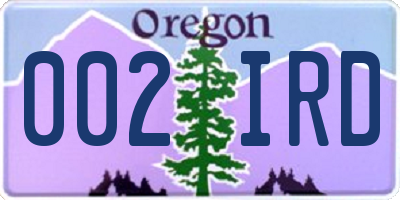OR license plate 002IRD
