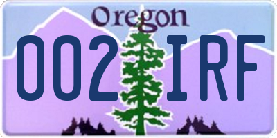 OR license plate 002IRF