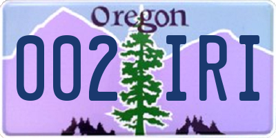 OR license plate 002IRI