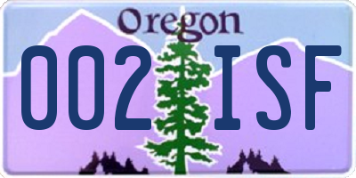 OR license plate 002ISF