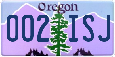 OR license plate 002ISJ