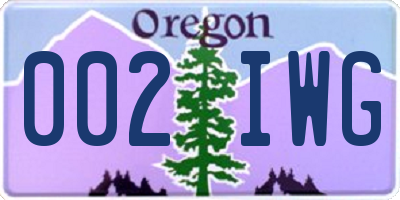 OR license plate 002IWG