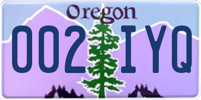 OR license plate 002IYQ