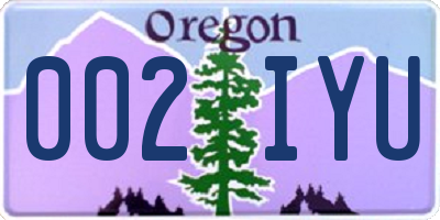 OR license plate 002IYU