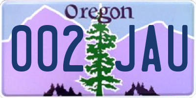 OR license plate 002JAU