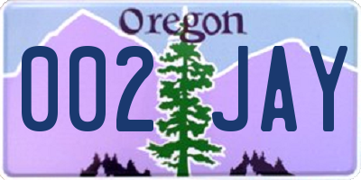 OR license plate 002JAY