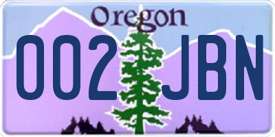 OR license plate 002JBN