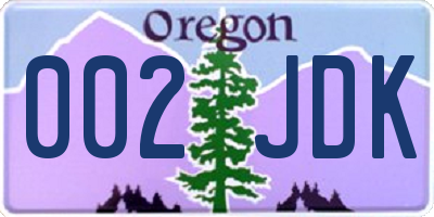OR license plate 002JDK