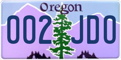 OR license plate 002JDO