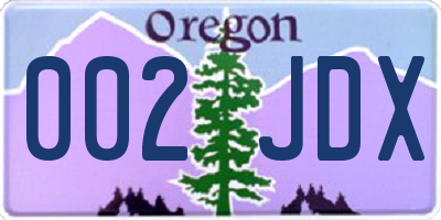 OR license plate 002JDX