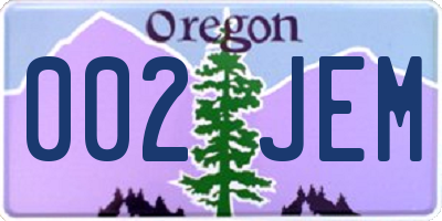 OR license plate 002JEM