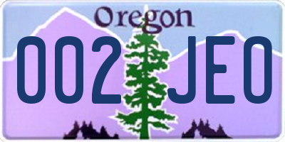OR license plate 002JEO
