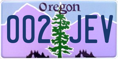 OR license plate 002JEV