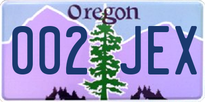 OR license plate 002JEX