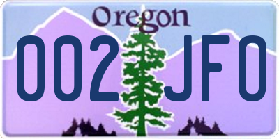 OR license plate 002JFO