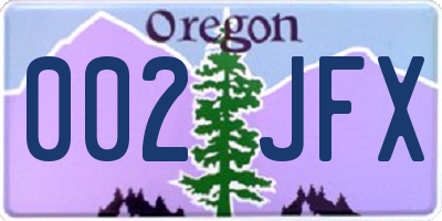 OR license plate 002JFX