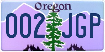 OR license plate 002JGP