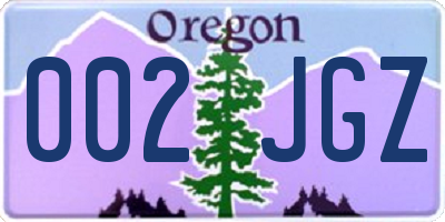 OR license plate 002JGZ