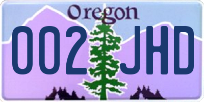 OR license plate 002JHD