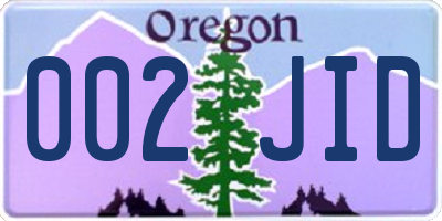 OR license plate 002JID