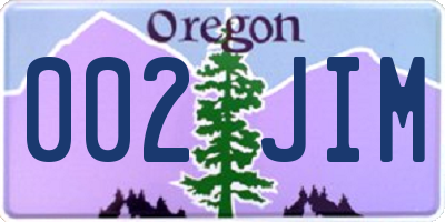 OR license plate 002JIM