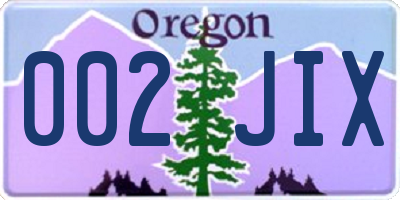 OR license plate 002JIX