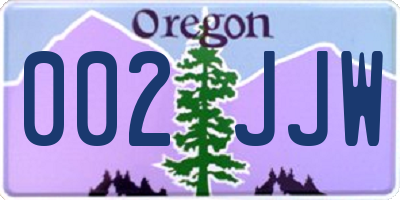 OR license plate 002JJW
