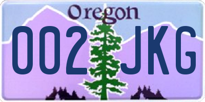 OR license plate 002JKG