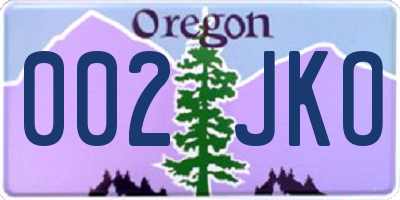 OR license plate 002JKO