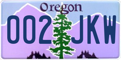 OR license plate 002JKW