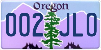 OR license plate 002JLO