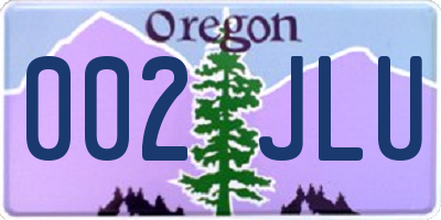 OR license plate 002JLU