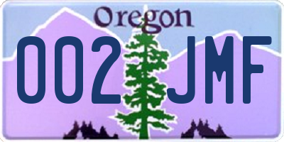OR license plate 002JMF