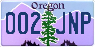OR license plate 002JNP